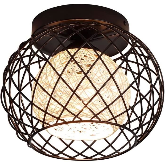Lustre Plafonnier Industriel DAXGD - 3 Lumières E27 - Fer Vintage Noir - Pour Salon, Cuisine, Bar