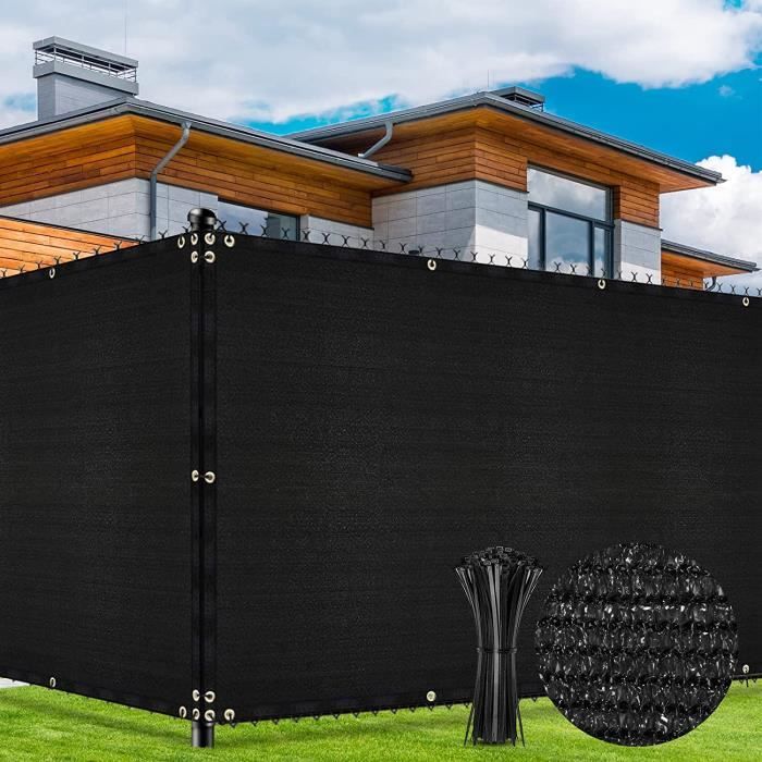 Brise Vue occultant Noir pour Jardin Cloture 1.5m x 15.2m, 142g-m²