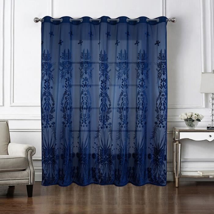 Voilage Luna grande largeur - Bleu navy, 300x260cm