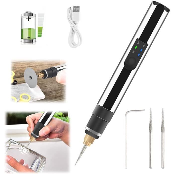 Kit d'outils de gravure électrique,stylo de gravure USB pour métal,mini  graveur rechargeable pour sculpter le verre,le bois,l[~318] - Cdiscount  Bricolage