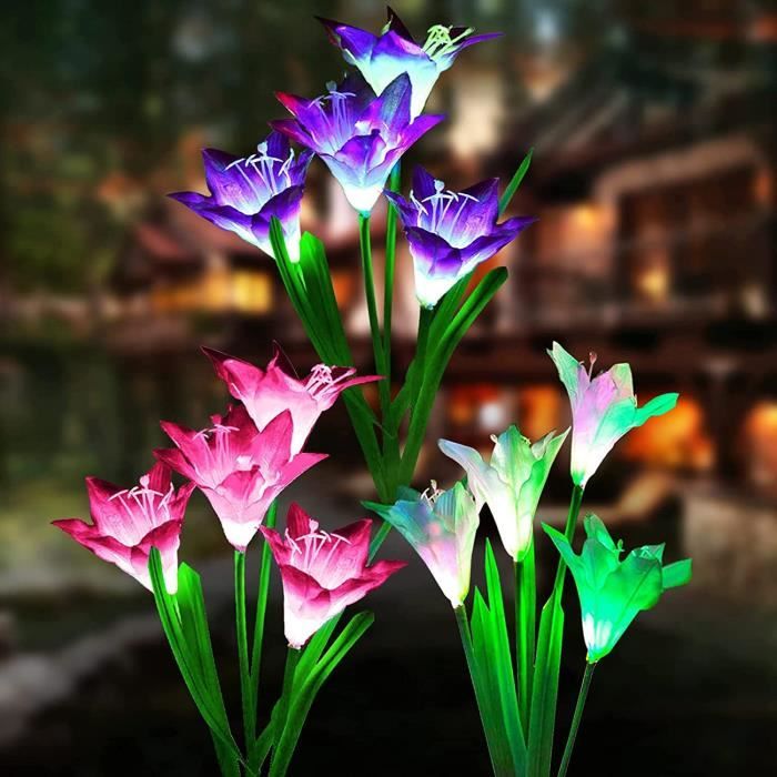 2 Lumières Solaires Extérieur Hortensia Avec Papillon - IP65 Étanche - Décoration Jardin, Terrasse, Fête - 8
