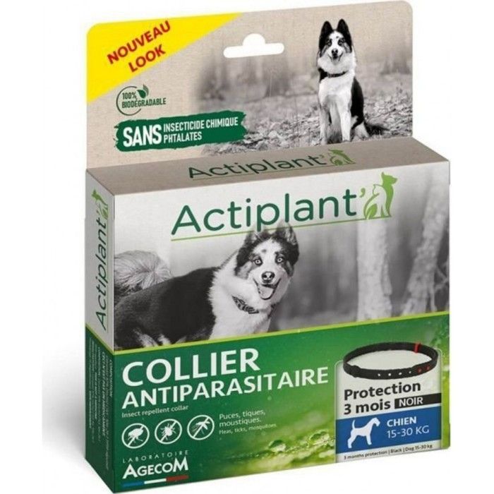 E.collier - collier antiparasitaire pour chien moyen (15 - 30 kg) Noir