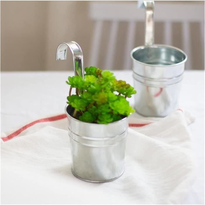 Pot De Fleurs Suspendu En Métal Avec Chaîne – Design Minimaliste – Pour Intérieur, Balcon, Jardin – Plantes Non Incluses - 12