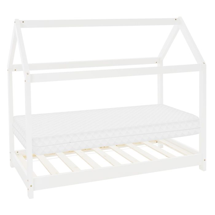 ML-Design Lit dEnfant Forme Maison 80 x 160 cm Blanc avec Matelas à Mousse Froide Sommier à Lattes Housse Amovible Lavable Cadre ML-Design Lit dEnfant Forme Maison 80 x 160 cm Blanc avec Matelas à Mousse Froide Sommier à Lattes Housse Amovible Lavable Cadre