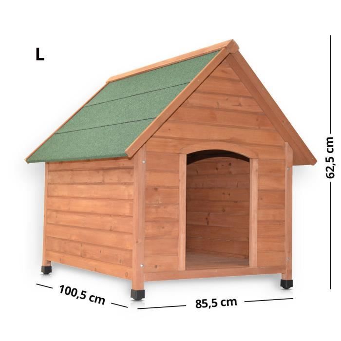 Niche Chien Bois Massif Avec Faîtière Avec Un Toit En Pente Pour Louverture Balu L Dimensions Avec Toit 855 X 1005 X 87