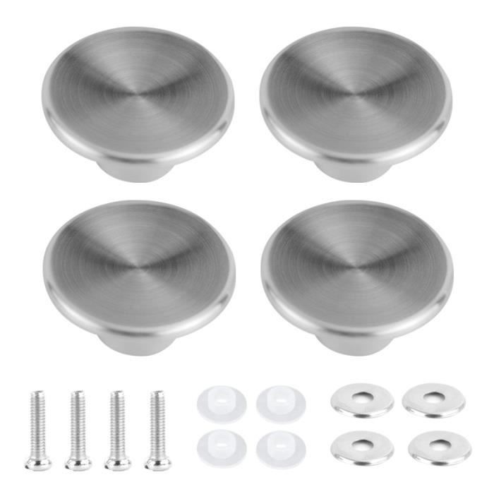 Poignée Universelle,4 PCS boutons de rechange en acier inoxydable pour couvercle de cocotte,acier inoxydable épais,Argenté