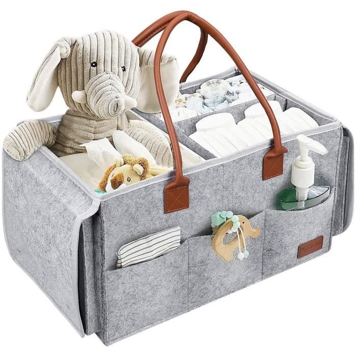 Organisateur De Couches Pliable Pour Bébé - Tissu Avec Ours Brodé - 24x19 Cm Plié, 24x48 Cm Déplié - Pour Poussette, Sac à Main