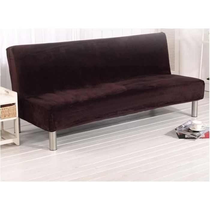 Solide Housse de Clic-Clac Extensible Housse de Canapé Sans Accoudoir Couverture pour Canapé (Marron)