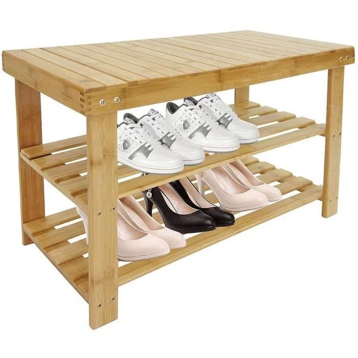 meuble à chaussures en bambouétagère en bambou à 3 niveaux matériau: bambou poids: 3,7 kg 70 x 45 x 28 cm 54