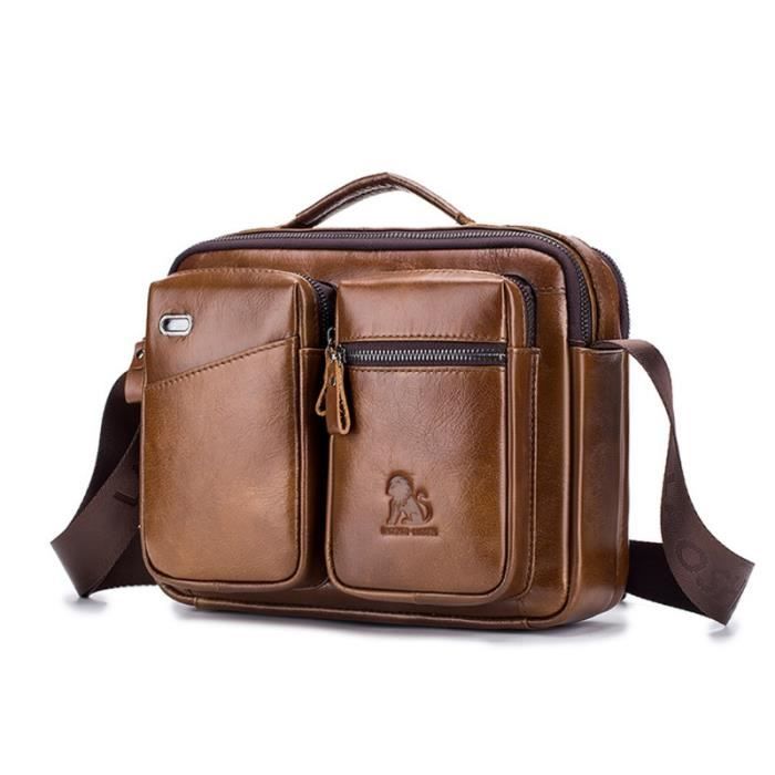 Sacoche Homme En Cuir Pour Ordinateur 14 Pouces – Idéale Pour Le Bureau Et Les Voyages