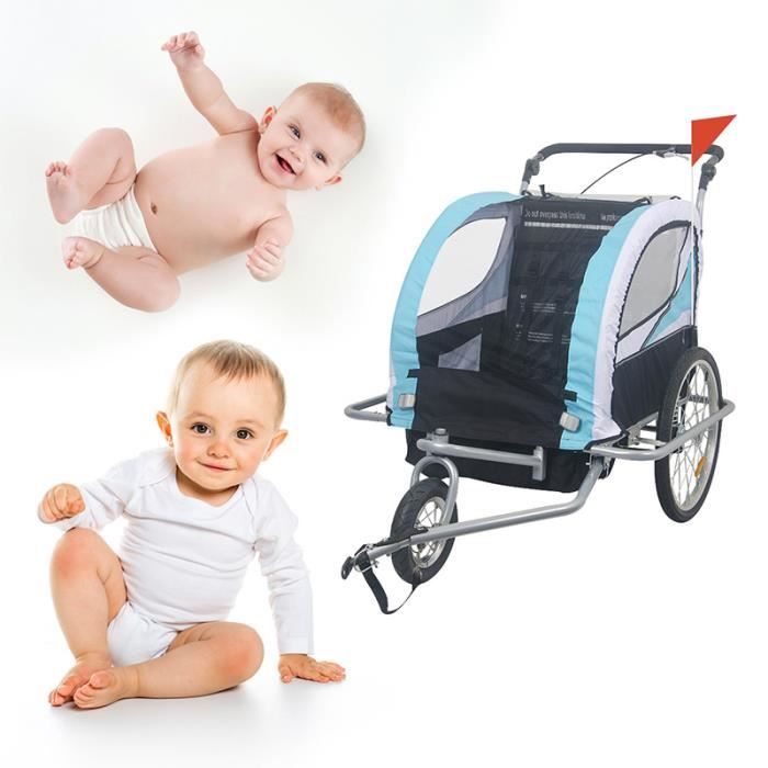 Remorque Vélo 2-en-1 Jogger - Pour 2 Enfants - Bc-elec 5664-0001A - Rouge - Neuve
