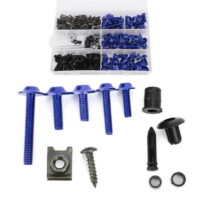 198 pièces / ensemble vis de carénage de pare-brise M5 M6 boulons Kit  accessoire de moto (bleu) -NIM