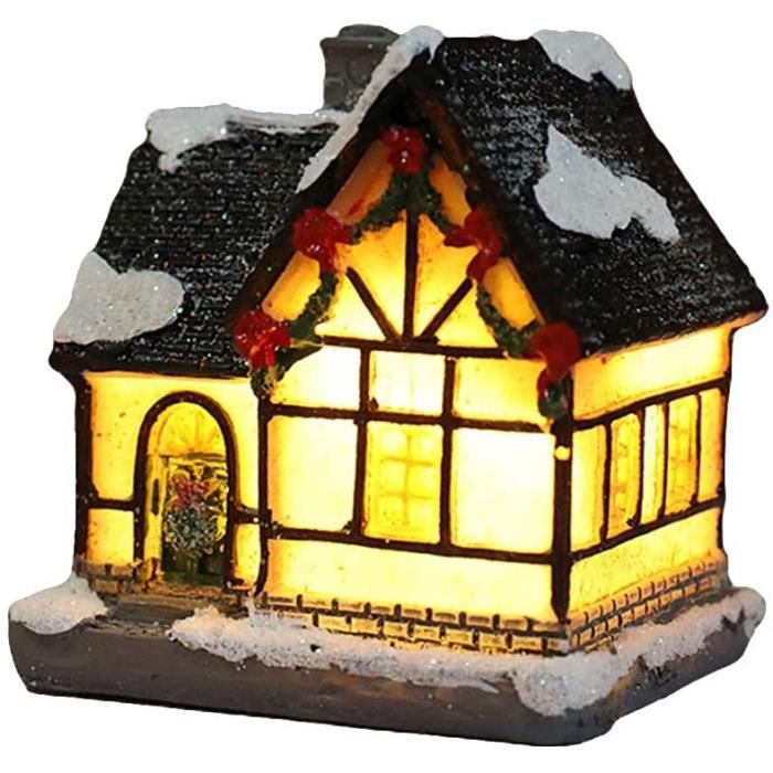 Maison De Village De Village De Noël en Bois avec éclairage LED Décoration De Noël Illuminée en Bois Naturel T.Y.G.F Village de Noël Lumineux Fonctionnement sur Batterie