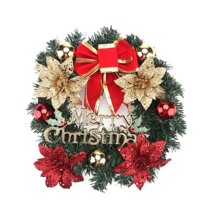 Amosfun Couronne de Noël en rotin avec anneau rustique en vigne naturelle pour décoration de porte ou couronne de Noël 35 cm