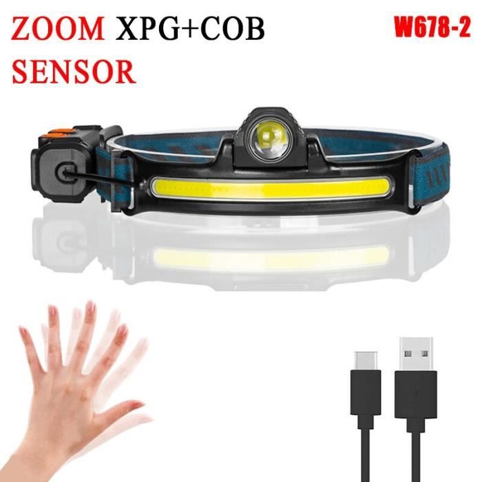 Lampe frontale,Projecteur LED Cob Portable avec batterie intégrée de  1200mah,lampe frontale Rechargeable - Type W678-2 ZOOM Sensor-A - Cdiscount  Sport