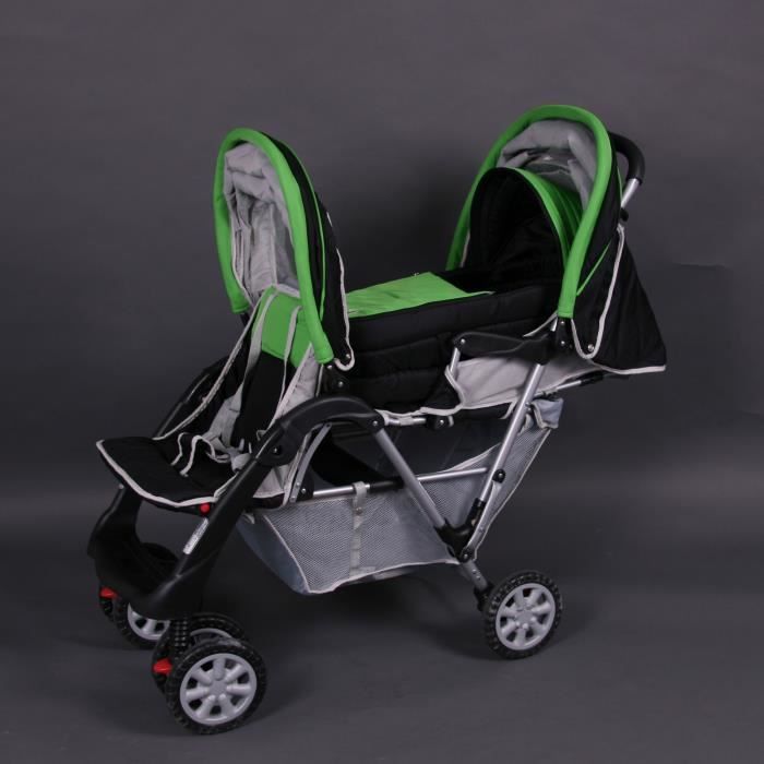 Poussette double sport verte Top Design