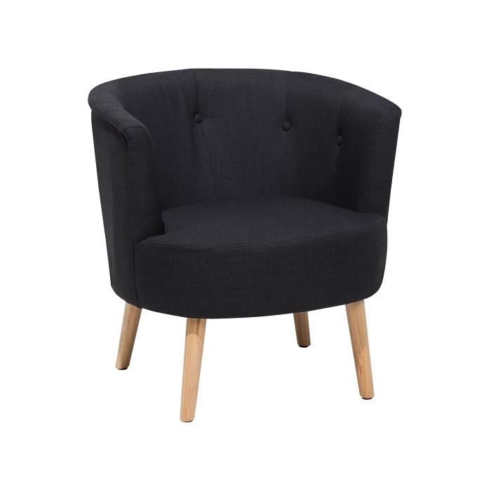 fauteuil club en tissu noir odenzen - beliani - moderne - scandinave - noir - 50 x 63 cm