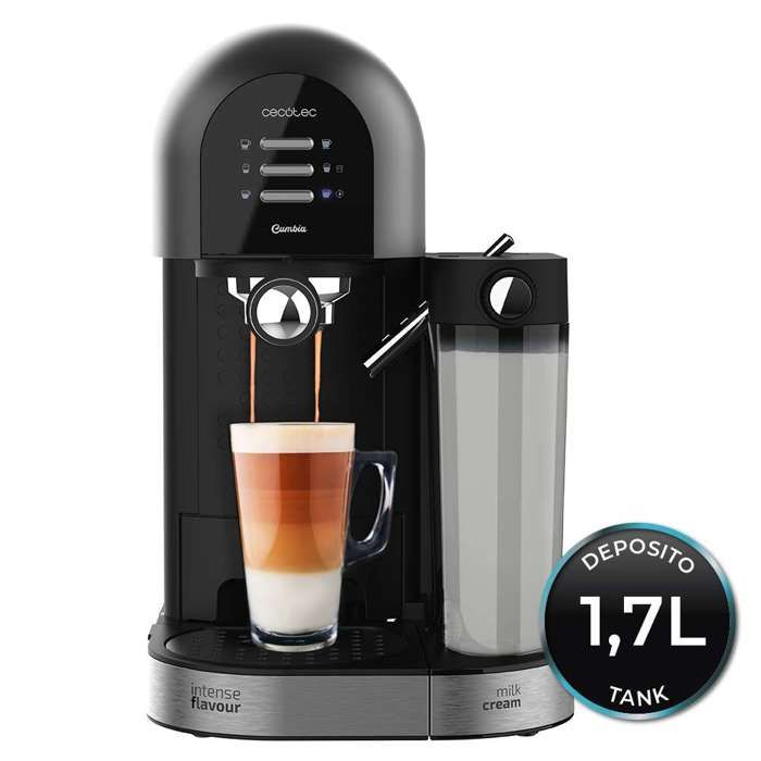 Cecotec Cafetière Semiautomatique Power Instant-ccino 20 Chic Serie Nera. 1470 W Café moulu et capsules 20 Bars - Cecotec