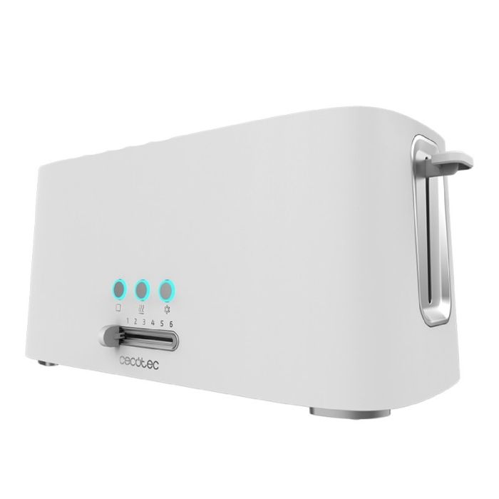 Cecotec Toast&Taste 16000 Extra Double White Grille-pain en plastique avec 2 fentes extra-larges et capacité pour 4 tranches.