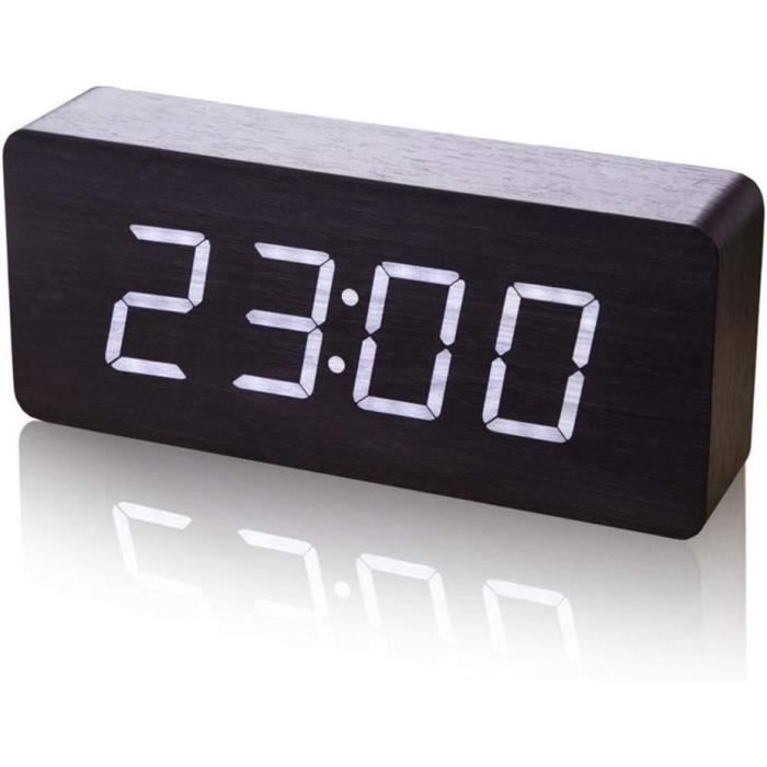 Réveil Numérique LED - Affichage Lumineux Réglable, Facile à Lire - Fonction Alarme - Design Compact 12x7x8cm - Noir