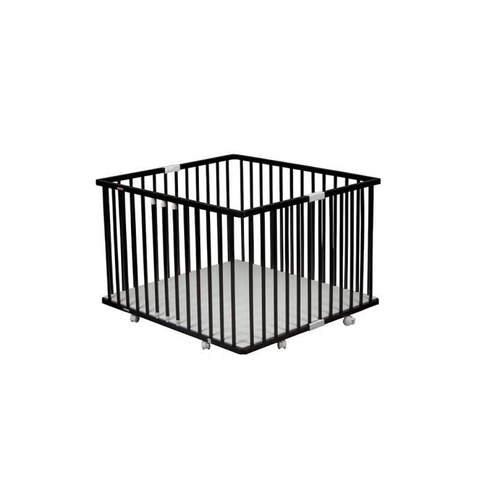 Parc Pliable Noir En Bois Roulettes Frein Et 3 Hauteurs Ludique Cdiscount Puericulture Eveil Bebe