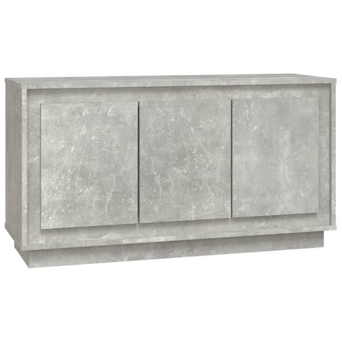 Buffet bas - DILWE - Modèle gris béton - 102x35x55 cm - Bois dingénierie - 2 portes