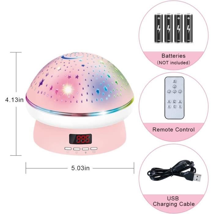 Projecteur Ciel Étoilé Enfant FISHOAKY - Veilleuse Rotative 360° Avec Télécommande Et 8 Couleurs LED