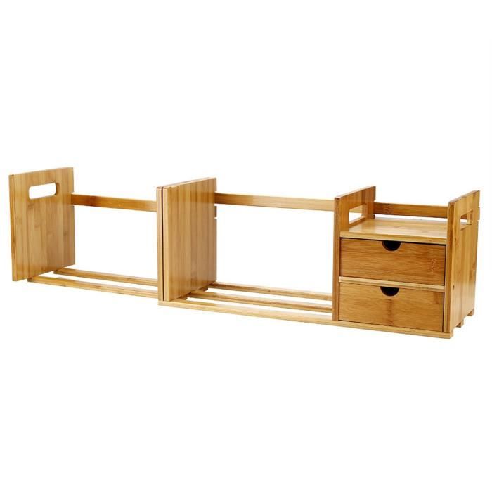 Étagère De Table En Bois De Bambou - ALOMEJOR - Extensible - Livres - Organisateur De