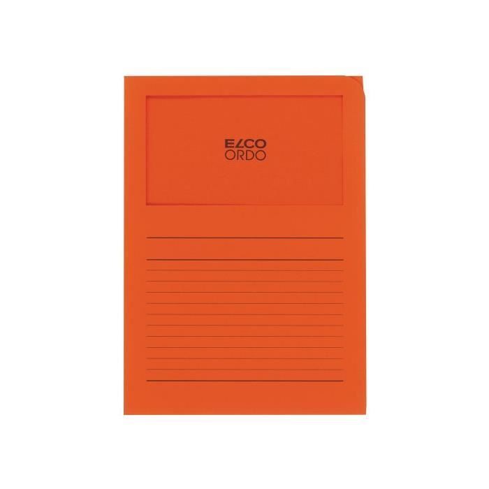 ELBA 100 pochettes coins avec fenêtre Elco - 22x31 - Kraft - Orange