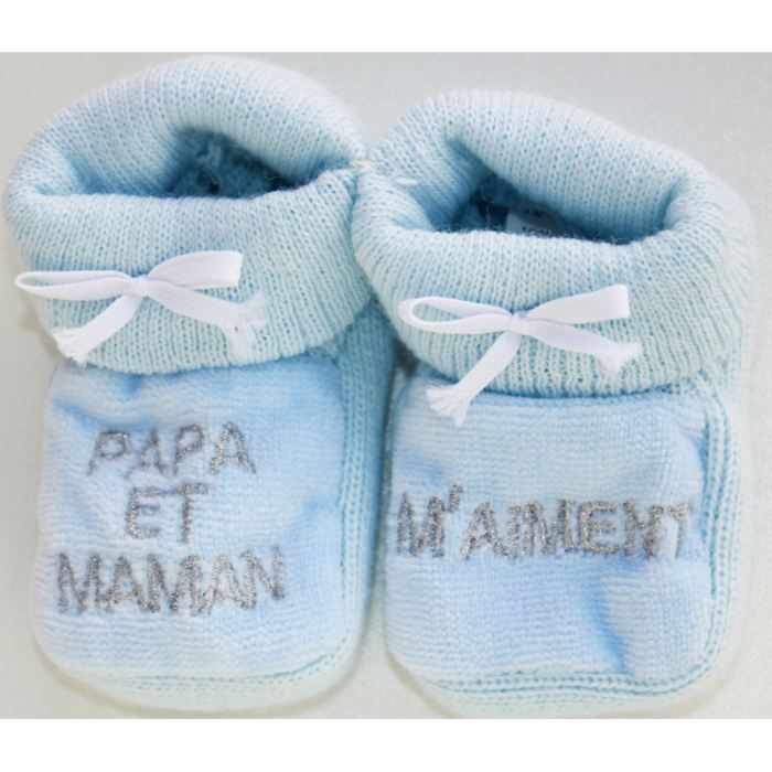 Chaussons Bebe Brodes Papa Et Maman M Aiment Cdiscount Chaussures