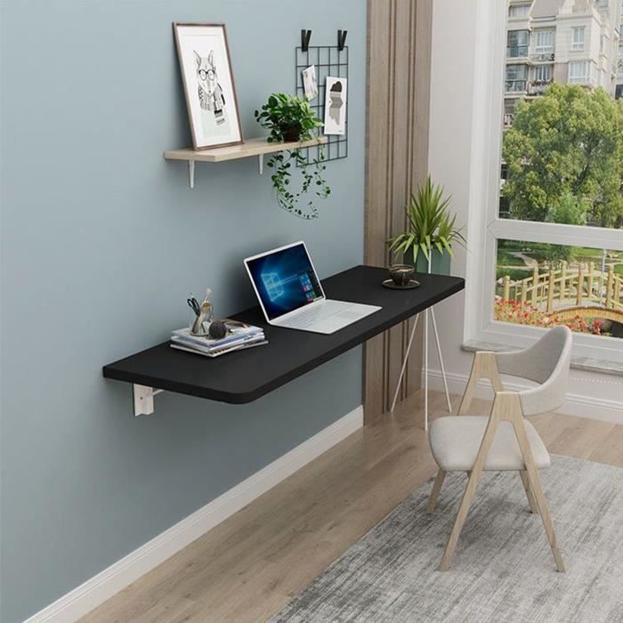 Table murale pliable 80*50*1 6cm - HOMEWELL - Noir - Contemporain - Design - Salle à manger