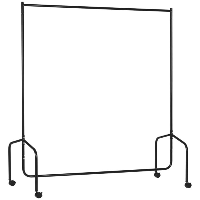 Portant à vêtements - HOMCOM - avec roulettes tringle solide charge 140 kg vestiaire - acier - 150x60x170cm - noir