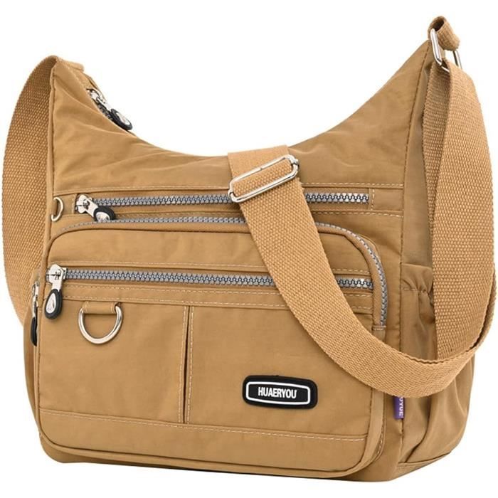 Sac Bandoulière Femme Nylon Imperméable Sacoche Messager Multi Poches  Multifonctionnel - Kaki - Cdiscount Bagagerie - Maroquinerie