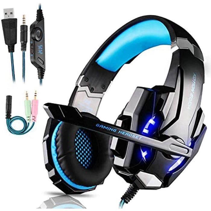 Casque de jeu avec prise jack stéréo 3,5 mm avec micro et lumière LED pour  Xbox One S/Xbox One/PS4/tablette portable - Cdiscount TV Son Photo