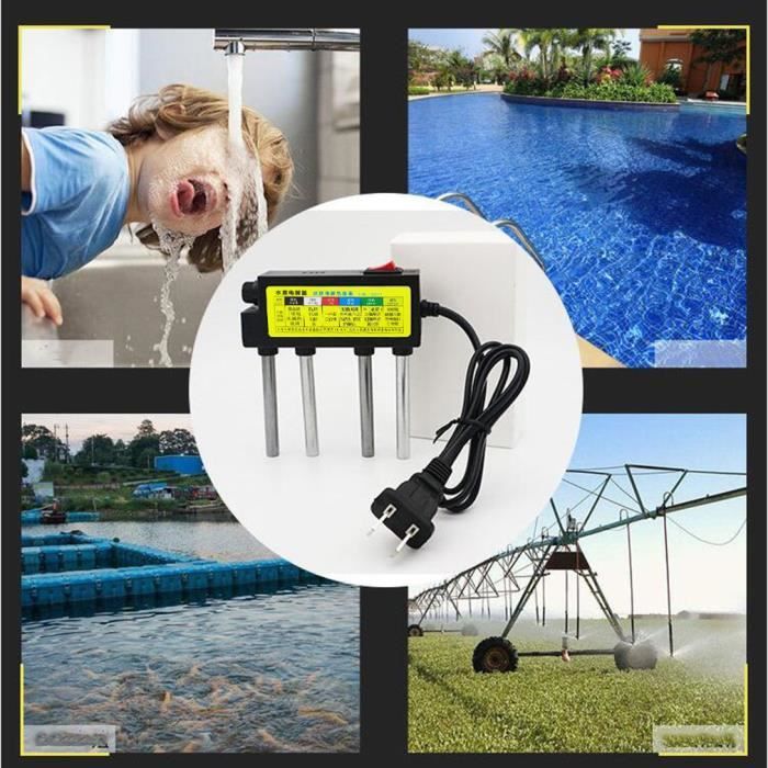 Testeur D'eau Par électrolyse - Électrolyseur Avec 4 Tiges Métalliques Et Sécurité Anti-fuite - Prise UE