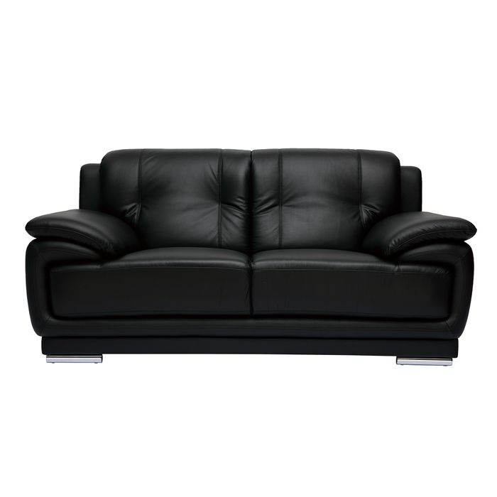 Miliboo - Canap&eacute; cuir design 2 places noir TAMARA - cuir de buffle