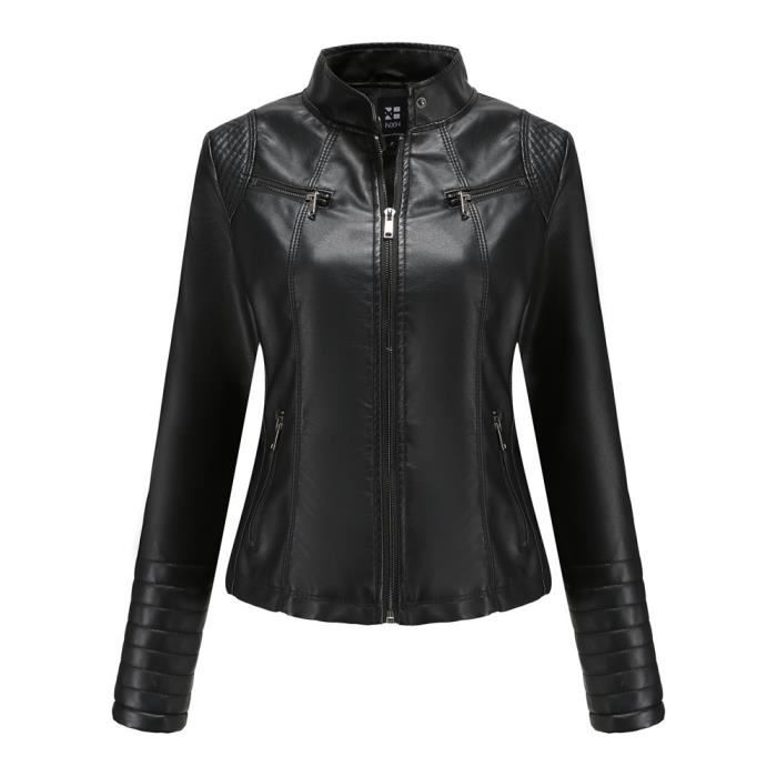 Veste Moto Cuir PU ORANDESIGNE Femme - Style Biker - Poches Zippées - Printemps/Automne