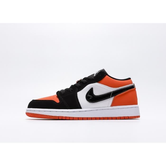 NIKE Air Jordan 1 LOW Baskets Homme Et Femme Orange noir Cdiscount Chaussures