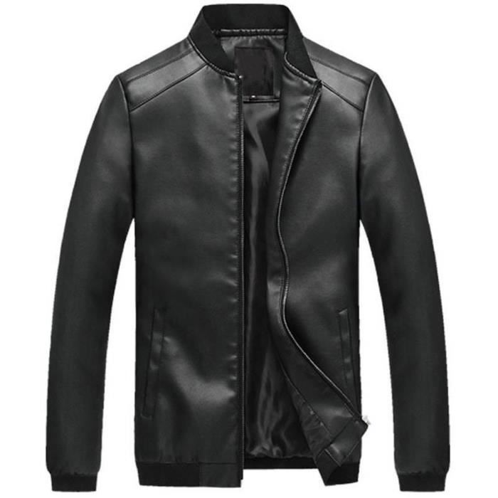 Veste en Cuir Homme Classique avec Col Rond main image 1