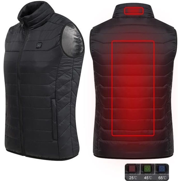 Gilet Chauffant Lavable Hiver Chauff/és Veste pour la Randonn/ée Hivernale au Ski Sports de Plein Air USB Hiver Chaud Chargement Chauffante V/êtements Camping en Plein Air Randonn/ée Chasse P/êche