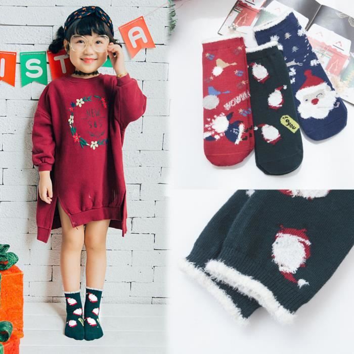 Chaussettes D'hiver épaisses Pour Bébé - Coton Chaud, Motifs Rayés, Mi-mollet