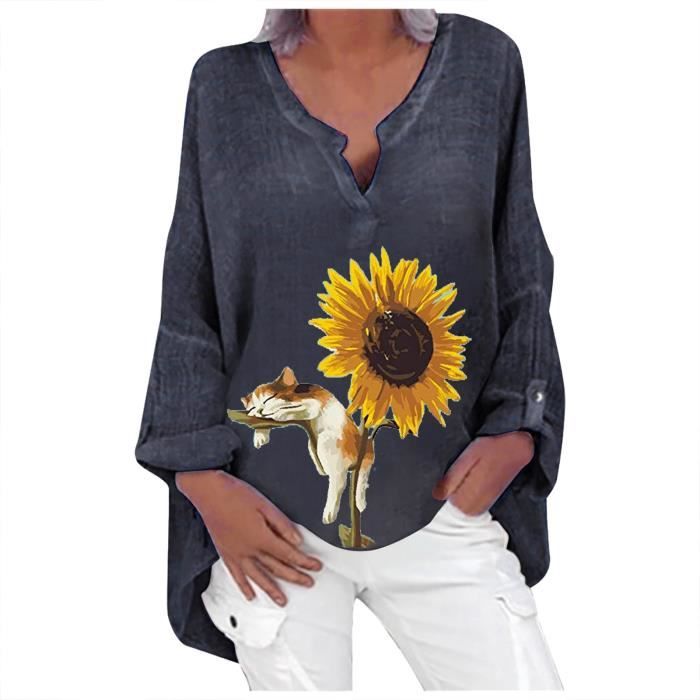 Chemisier Décontracté Femme Manches Longues Col V Ample - Tendance Confort Quotidien