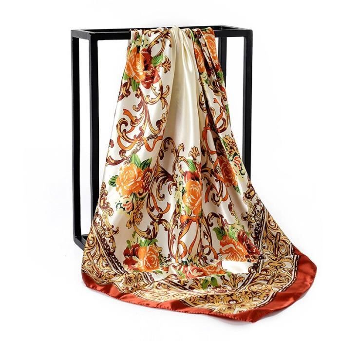 Foulard Carré En Soie 100% Rose Imprimé Cachemire 78x78cm - Neuf Sans étiquette, Fait Main