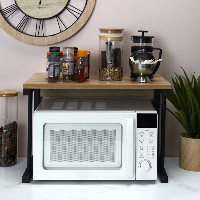 Organisateur - Home Deco Factory - Rangement Micro-ondes - Noir Et Marron