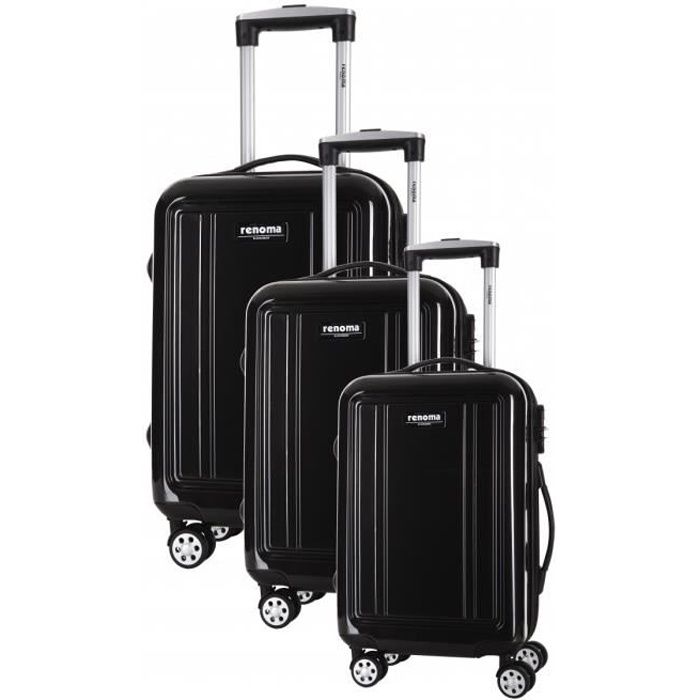 renoma ensembles de 3 valises rigides ensemble de 3 valises  keaton noir  m, s, l  tailles : m, s, l