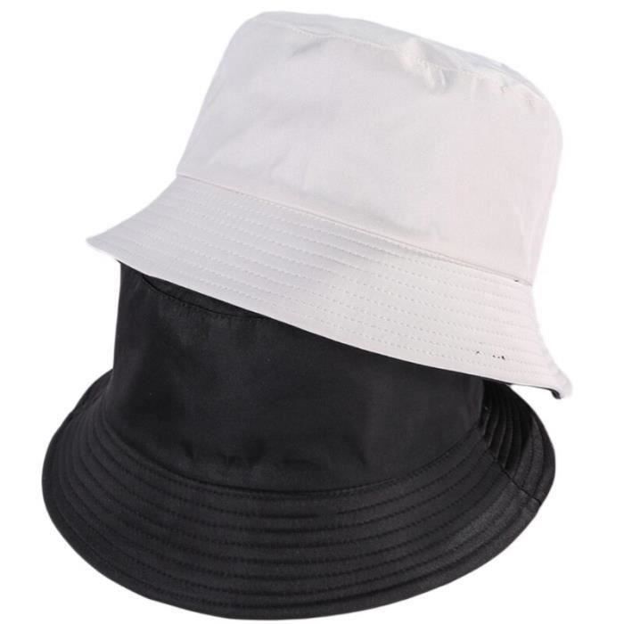 Chapeau Seau Bucket Hat Cuir Noir Unisexe - Style Hip Hop Années 80
