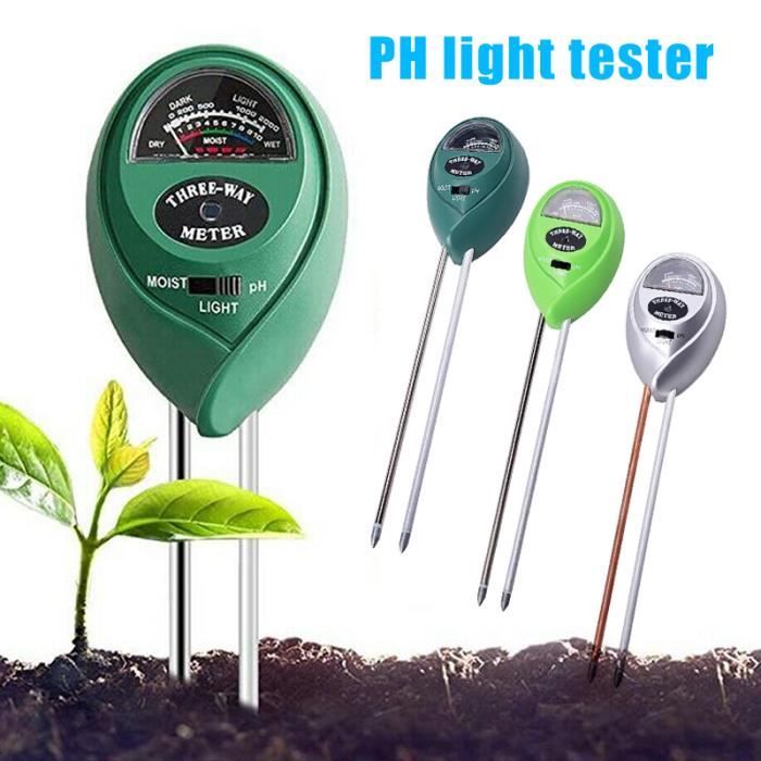 3 en 1 Testeur d'humidité / pH du sol Testeur de lumière du soleil pour jardinage légumes plantes plantation de fleurs - ARGENTE