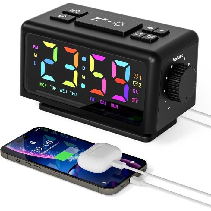 Radio Reveil Bluetooth, Réveil Digital Avec Chargeur Sans Fil Qi