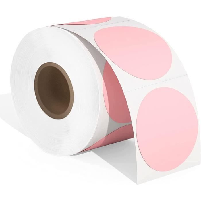 800 étiquettes Thermiques Rondes Roses - 50mm - Pour Imprimantes Rollo/Zebra - Code QR Et Logos