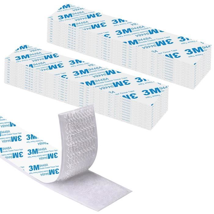 Scotch Double Face Extra Fort Réutilisable - 10 Pièces Rectangle 5x10 Cm - Velcro Adhésif Pour Fixation Solide Sans Percer